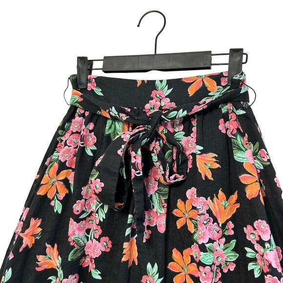 Ann Taylor Floral Print Belted Prairie Maxi Skirt Women's Sz 0 Multicolor Pleats - Picture 5 of 7